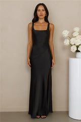 The Evelina Satin Maxi Dress Black