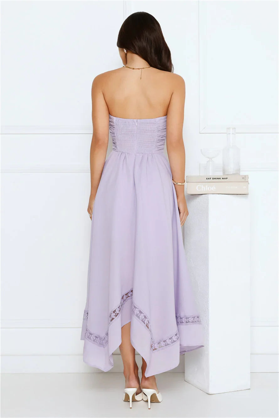 Visit The Moon Strapless Midi Dress Lilac