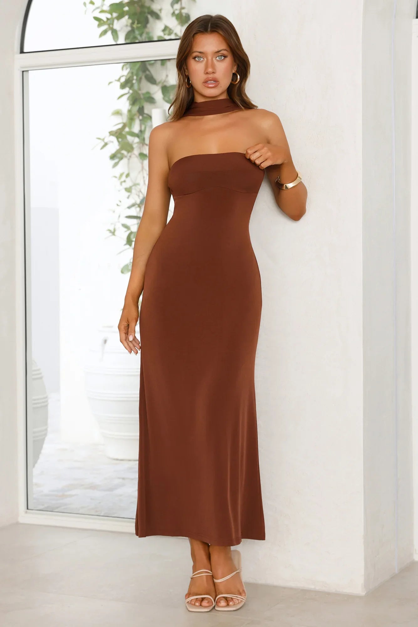Starlight Serenade Maxi Dress Brown